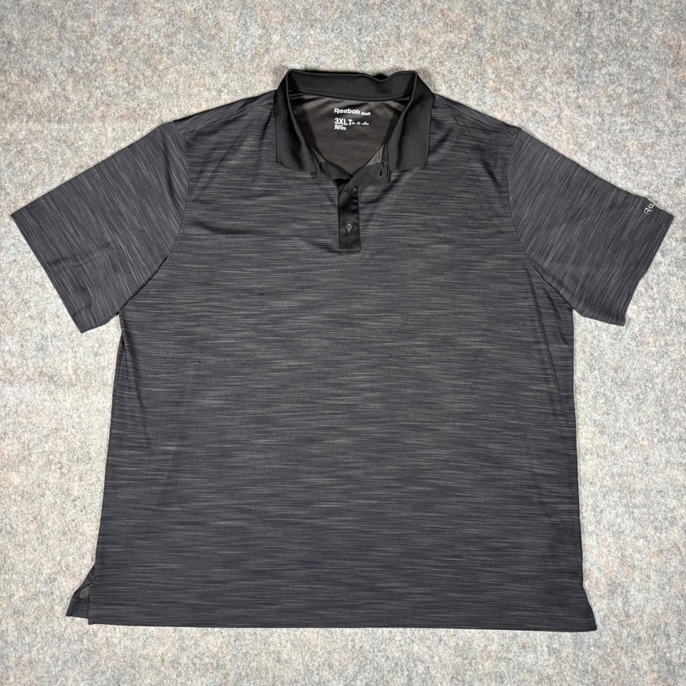 Reebok Golf Polo Shirt Mens 3XLT Black Space Dye Performance Short Sleeve Top *‎